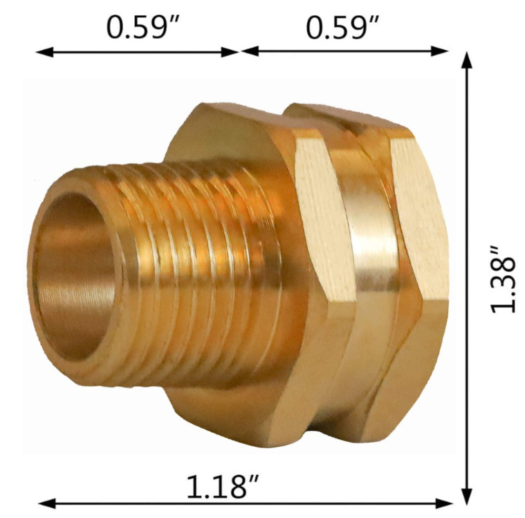 GHT To NPT Brass Tap Connector , 3/4" Female To 1/2" Male Garden Hose Adapter