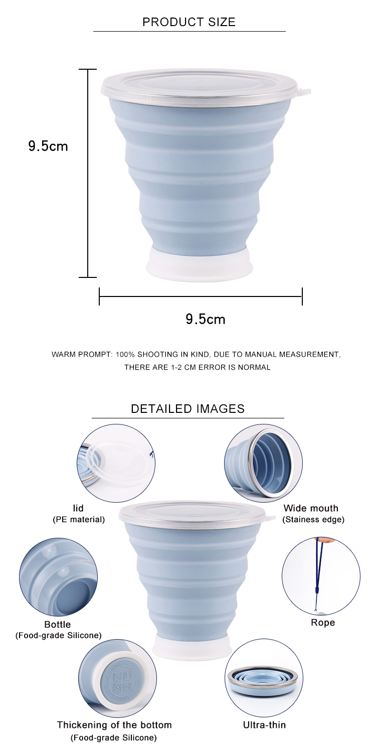 Shatterproof 320ML Silicone Collapsible Travel Coffee Mug