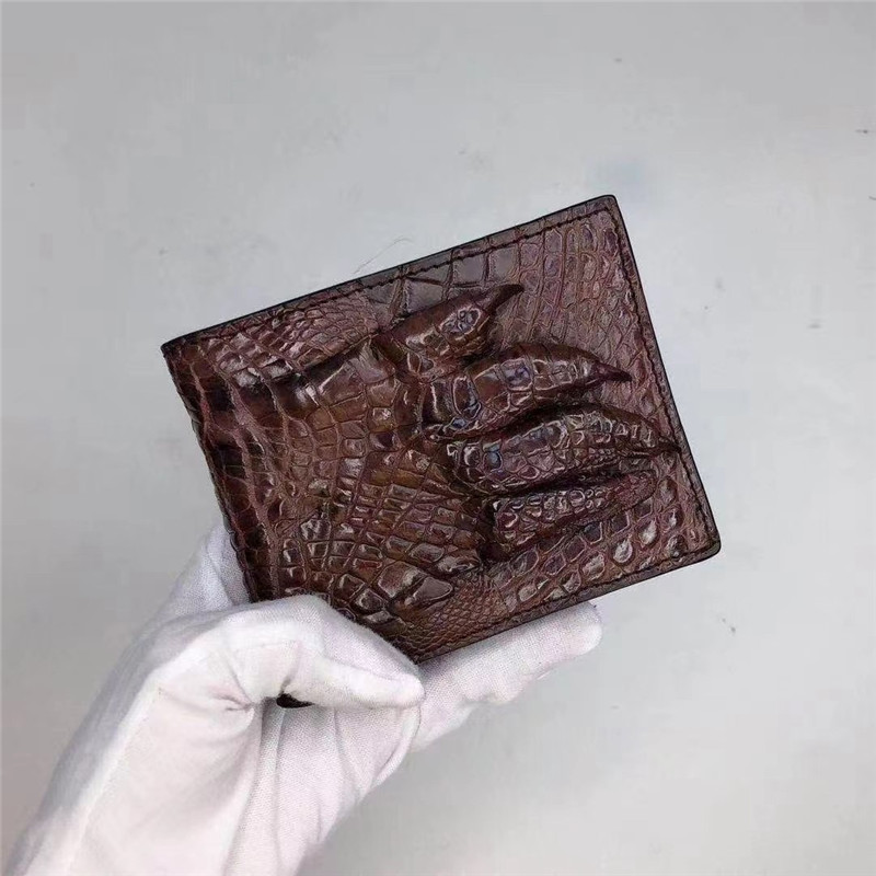 Exotic Real Crocodile Claw Skin Men's Short Bifold Wallet Card Holders Genuine Alligator Paw Leather Male Small Wallet