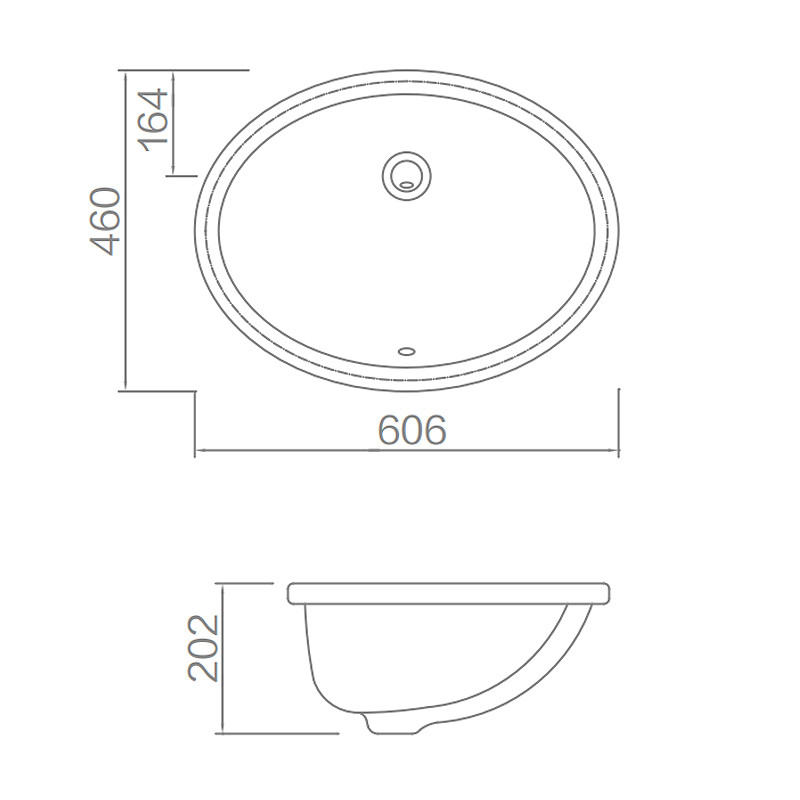 Bathroom Under Counter Basin , Vanity Oval Round Hand Wash Sink