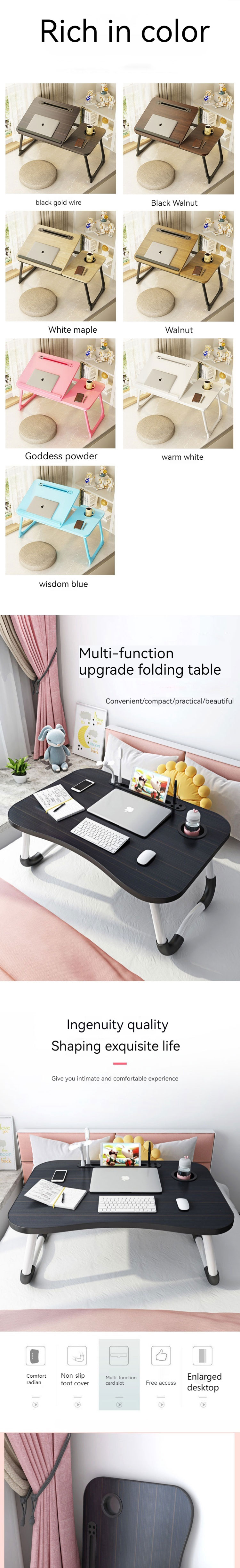 Mail Packing Foldable USB Bed Laptop Desk for Dormitory and Lazy Children's Learning