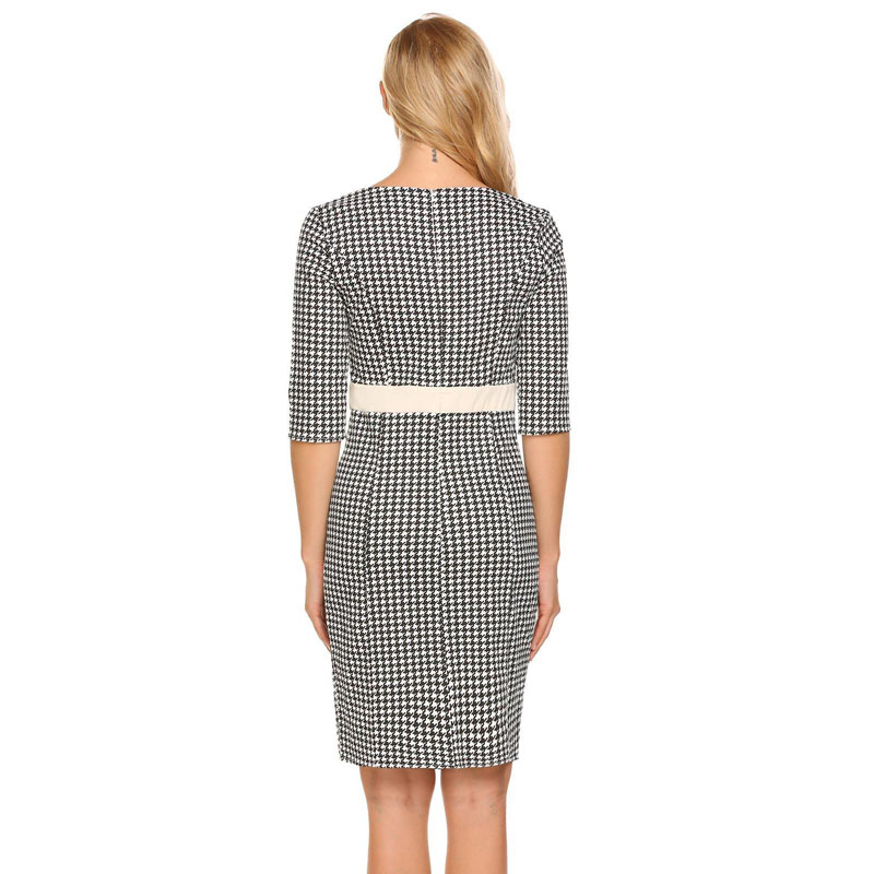 Popular white and black gingham pencil dress