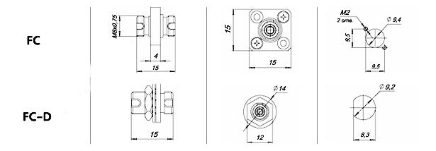 SM Metal Zinc alloy Fiber Optic Adapter FC round single mode , small D hole FC adapter