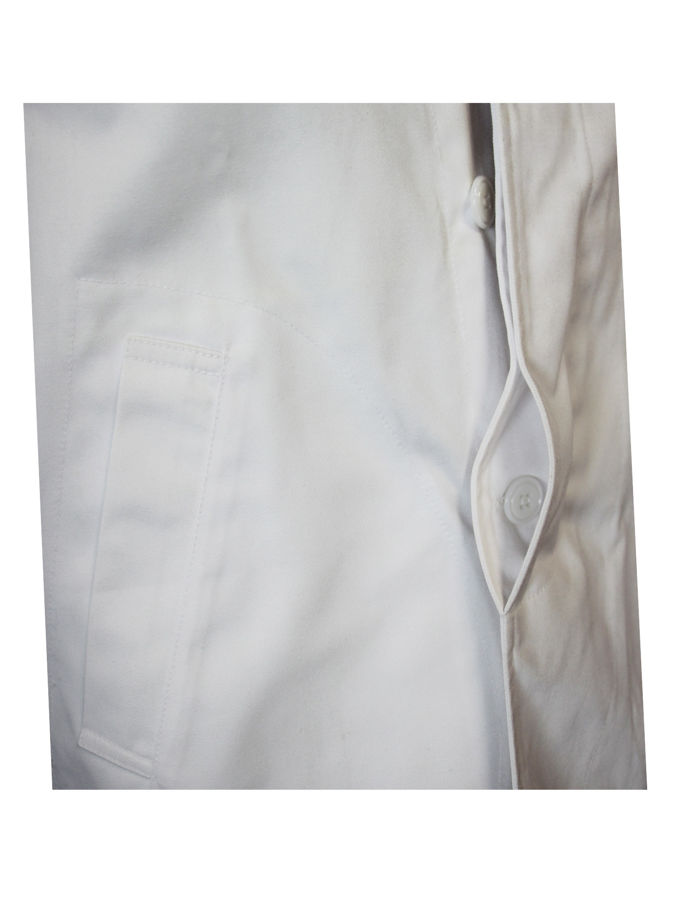 240 GSM Chef Uniform Works Coat With Cuffs Ties Polyester 65% Cotton 35%