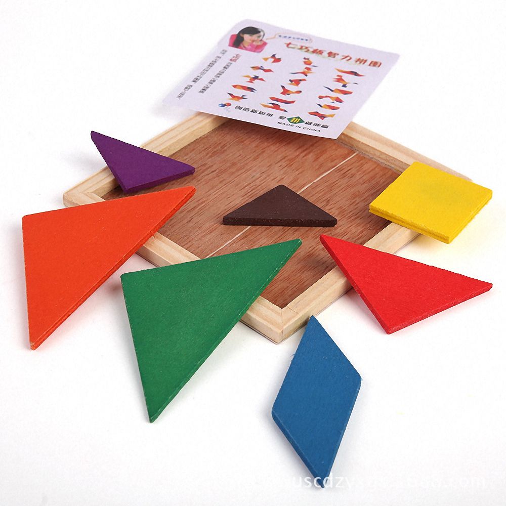 Square 11cm Wooden Montessori Baby Toys 7 Piece Jigsaw Puzzle