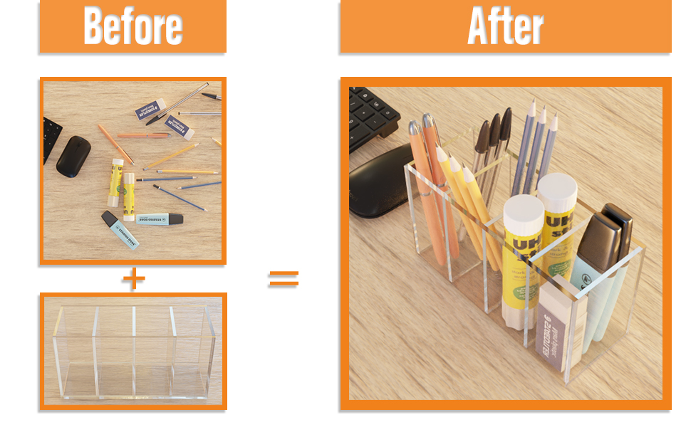 Acrylic Pen Holder, Typical Application Case, Stationery Organizer at Home, School or Office
