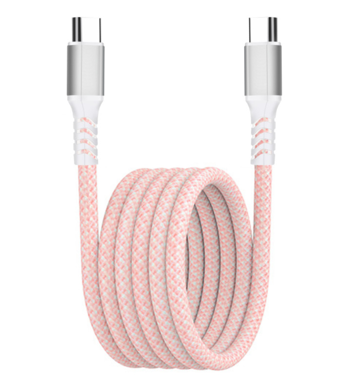 Magnetic Type C To Type C 60W / 100W Nylon Braided Data Cable Iphone Charger Cable