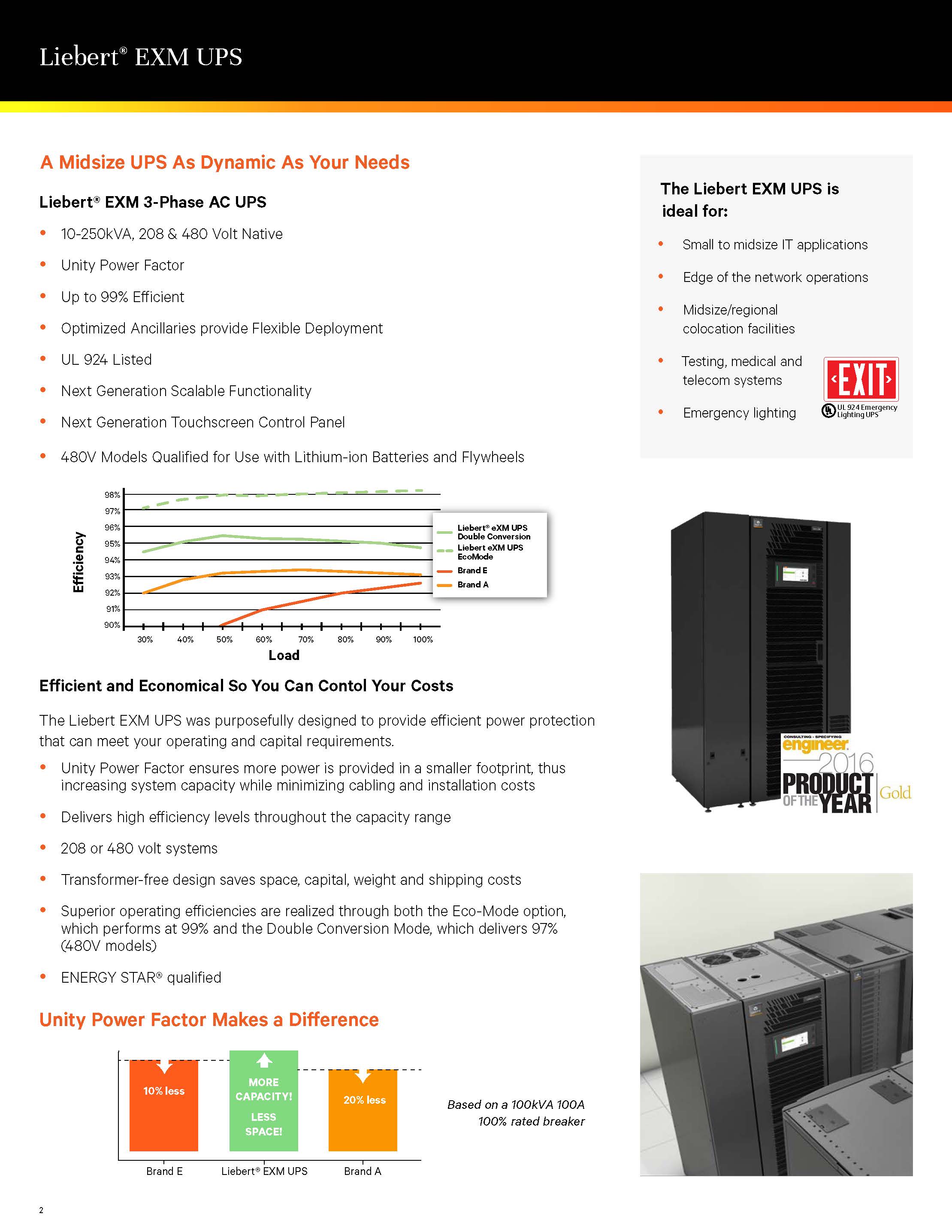 Vertiv Liebert EXM2 100KVA 120KVA 160KVA 200KVA 250KVA Three Phase UPS For Telecommunications