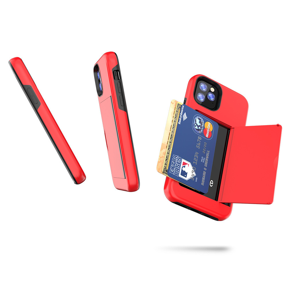 Shockproof Heavy Duty Cell Phone Cases Dual Layer Card Pocket Holder For Iphone