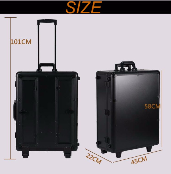 Lighted Makeup Case With Stand , Rolling Studio Makeup Case With Lights