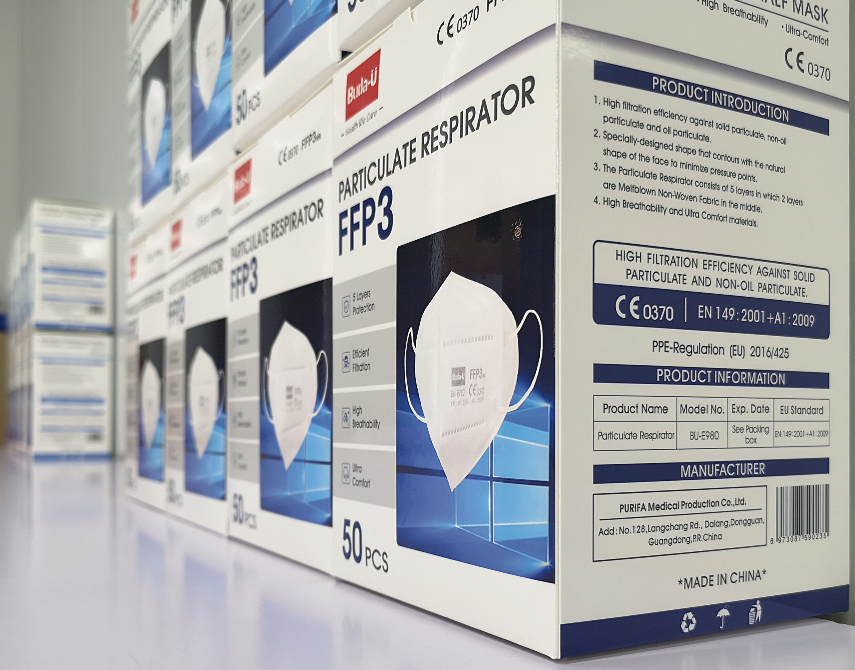 FFP3 Face Mask Without Valve , Good Breathability , FFP3 Filtering Half Mask , FFP3 Protective Mask CE 0370