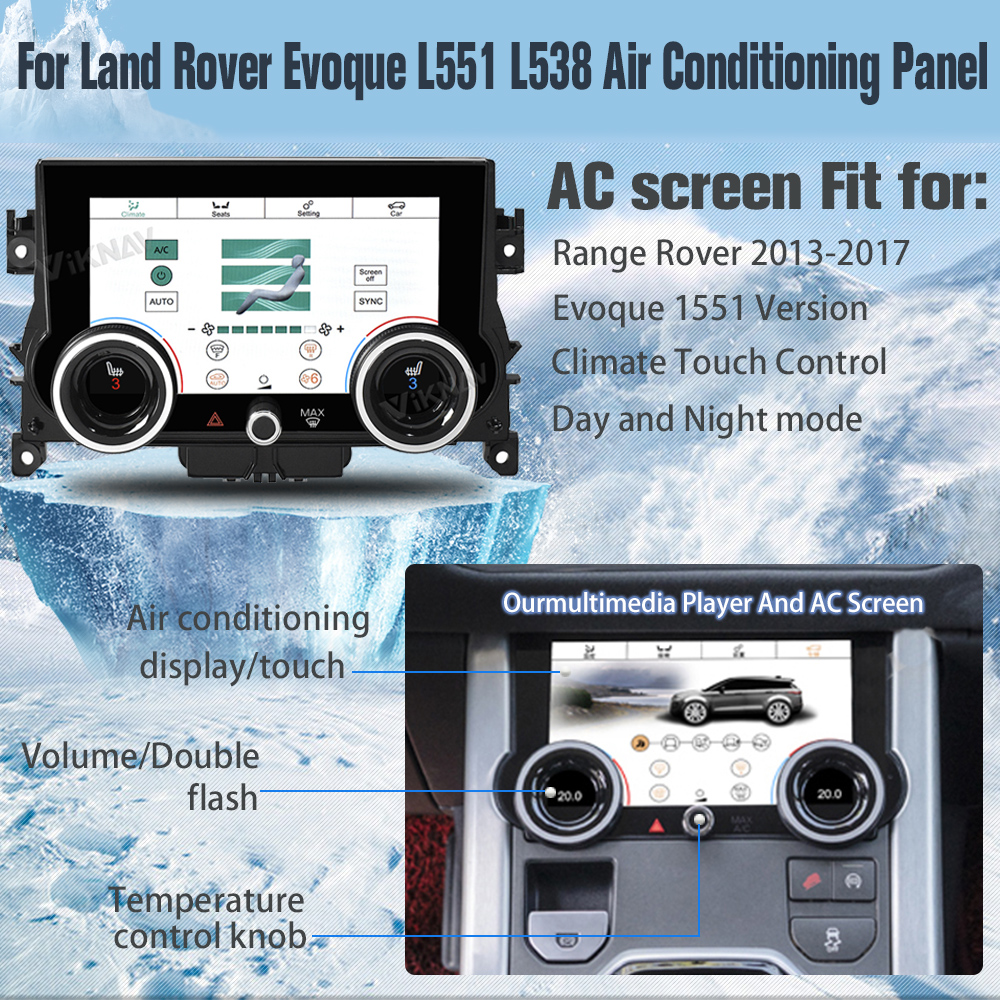 Double Din 10" Touch Screen AC Control For Land Rover Evoque L551 L538
