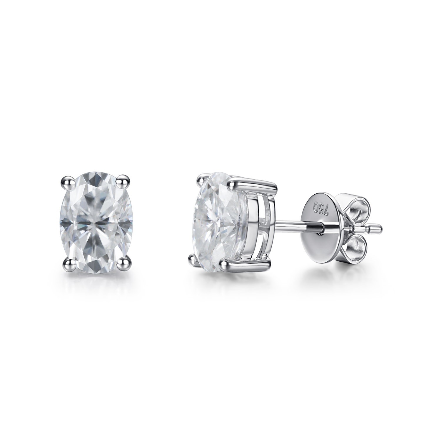 18k Gold Moissanite Diamond Oval Earrings Studs For Gift