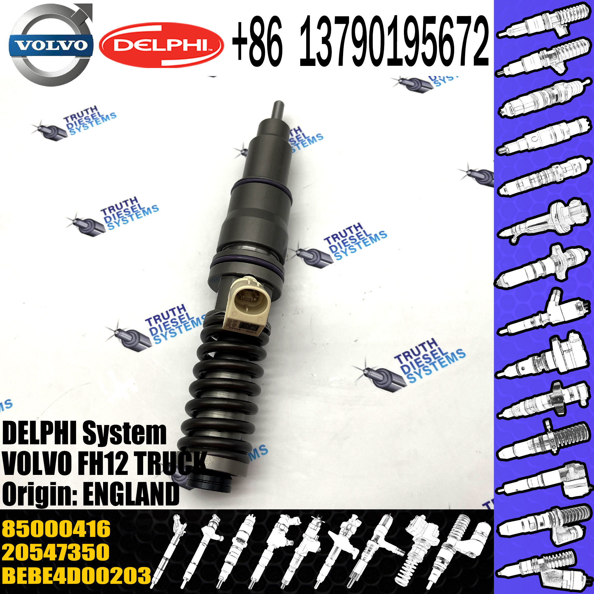 Fuel Injector 20547350 85000416 EX631016 BEBE4D00203 For VOL FH12 TRUCK