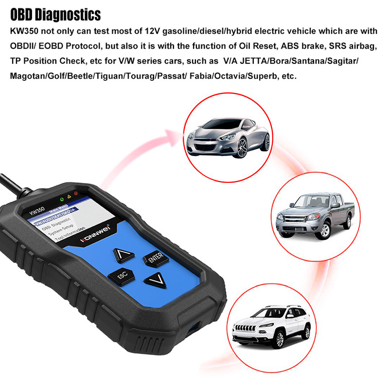 Full System Konnwei Konnwei Car Diagnostic Scanner KW350 Including Engine / ABS Braka