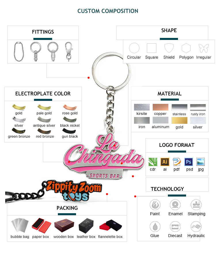 Key Chain Custom Company Brand 2D 3D Logo Soft Hard Enamel Shaped Metal Keychain