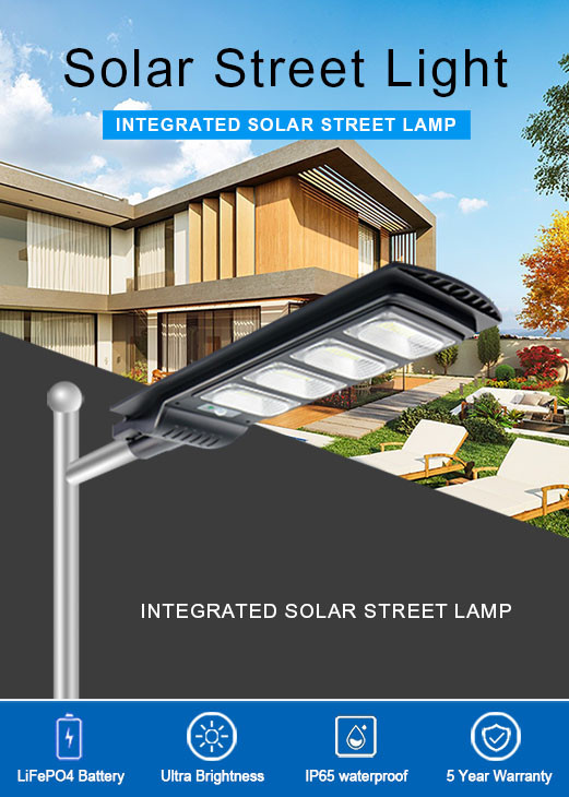 CRI80 All In One Solar LED Street Light Monocrystalline Solar Panel 30 w 60 w 90 w 120 w