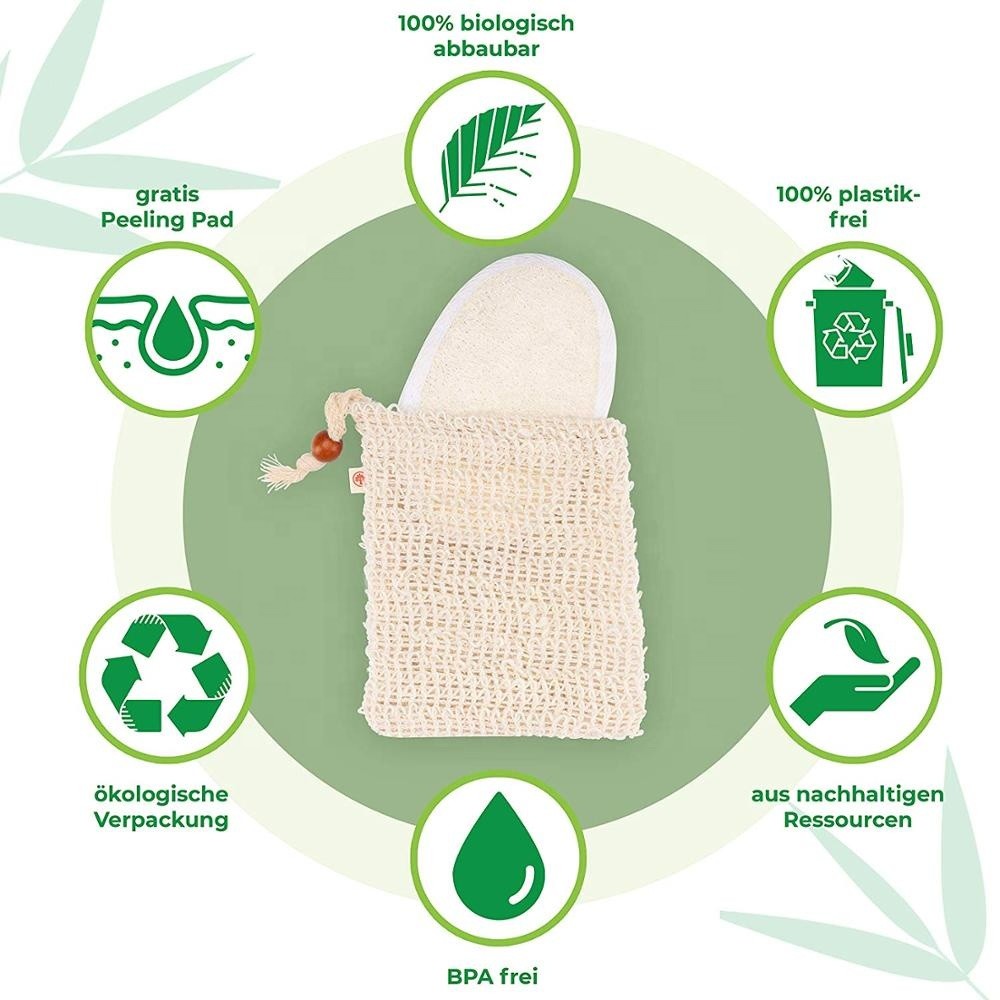 Natural Cotton Mesh Soap Baths Drawstring Bag