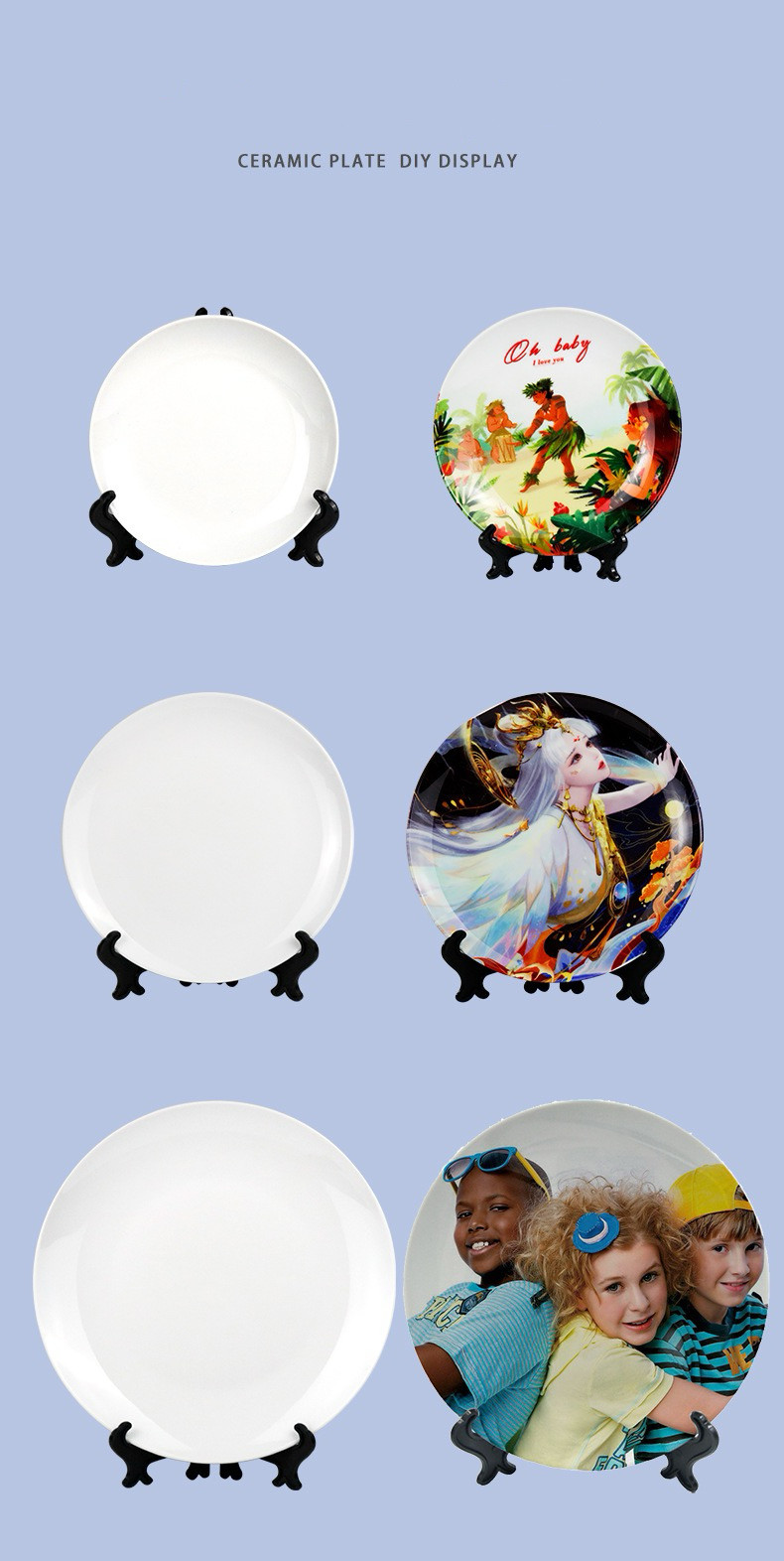 6'' 8'' 10'' Sublimation Ceramic Plates Blanks Custom Round Ceramic Sublimation Ornament
