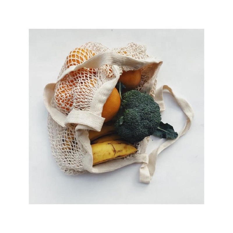 Net Cotton String Shopping Bag Reusable Mesh Market Tote Organizer Portable For Grocery Storage Beach Toys Fruit Vegetable