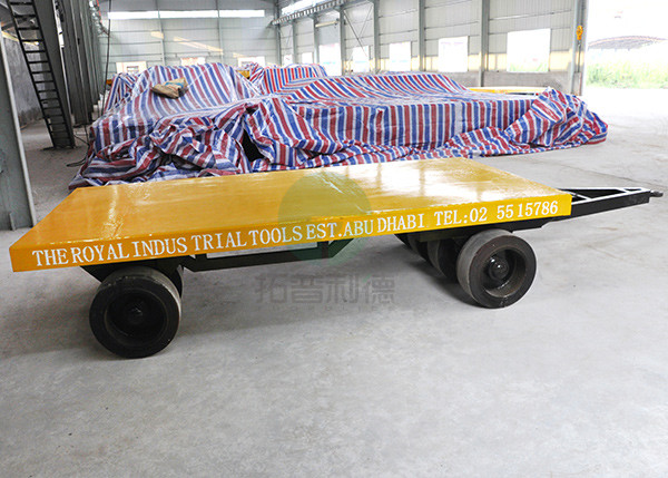 120T Forklift Towing Rubber Wheel Unpowered Steerable Transfer Trolley For Workshop Handling