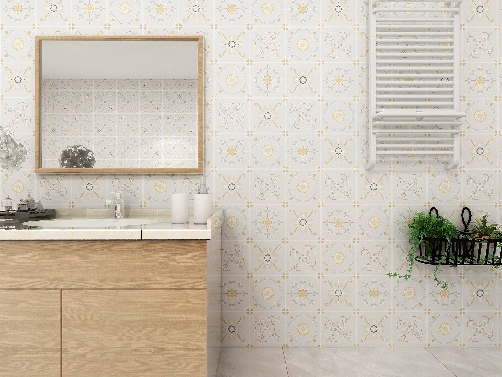 Bathroom Wall Mosaic Tiles PVC Fireproof Self-Adhesive wallpaper