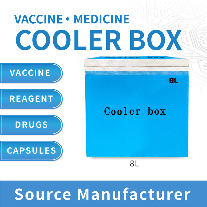 VPU Medical Cooler Box with 8L Capacity VPU Insulation 72H Cold Time Vacuum Insulated Panel Cold Box