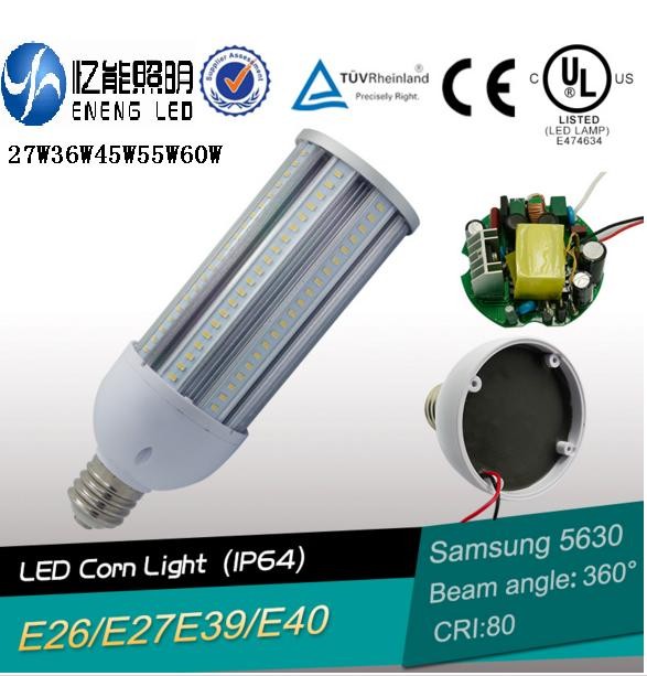 high lumen 130LM/W E27E40 36W led street light corn lamp led high bay light smd5630 cri>80 3 years warranty CE ROHS