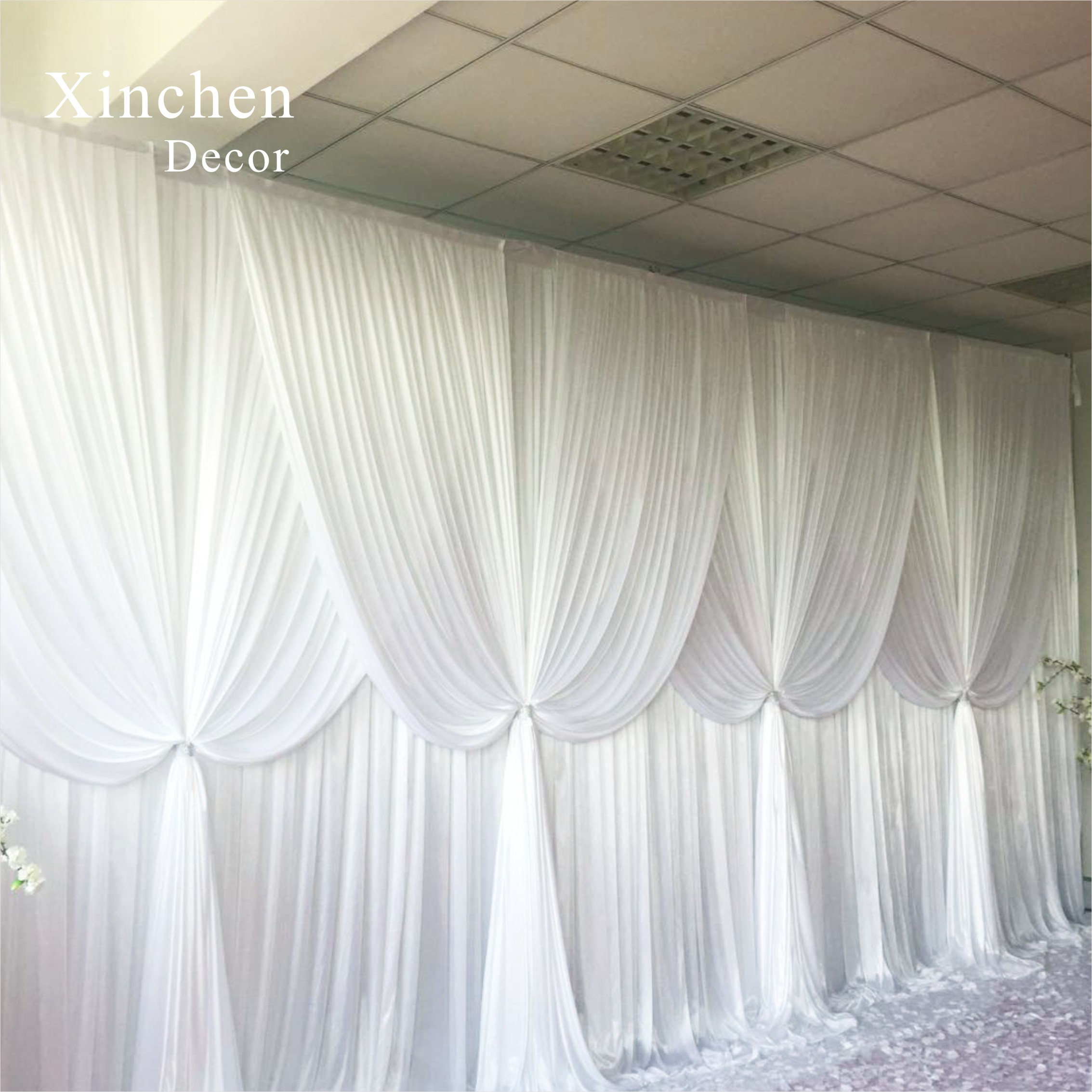 SX-388 Wholesale drape cloth curtains valance for wedding stage backdrop