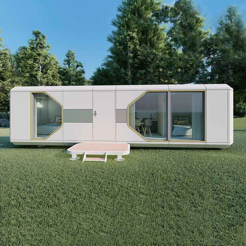 Luxury Modern Prefabricated Capsule House With Balcony Galvanized Steel Frame 11.5*3.4*3.4m
