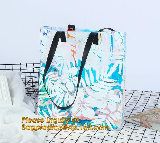 Factory Custom made Environmental PVC clear packaging toy storage handle bag,plastic tote packaging bag with handles fro