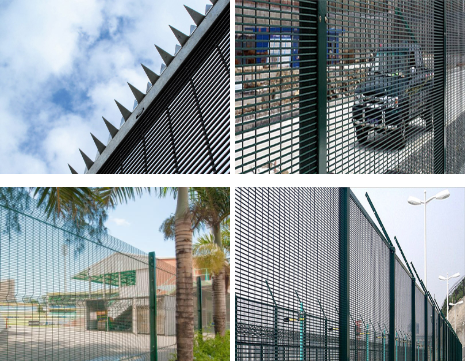 358 Burglar Fence Black Welded Wire Mesh Fencing Panels High Security