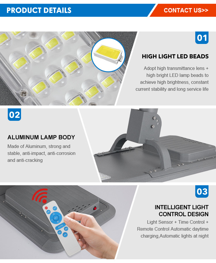 SMD5054 3000-8000K Ip65 Waterproof Solar Led Street Light 6V Polycrystalline