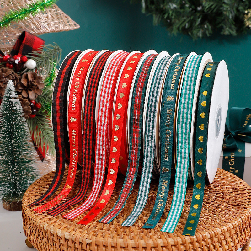 1cm*45m Chritsmas Printed Ribbon For Gift Packing And Garment Accessories