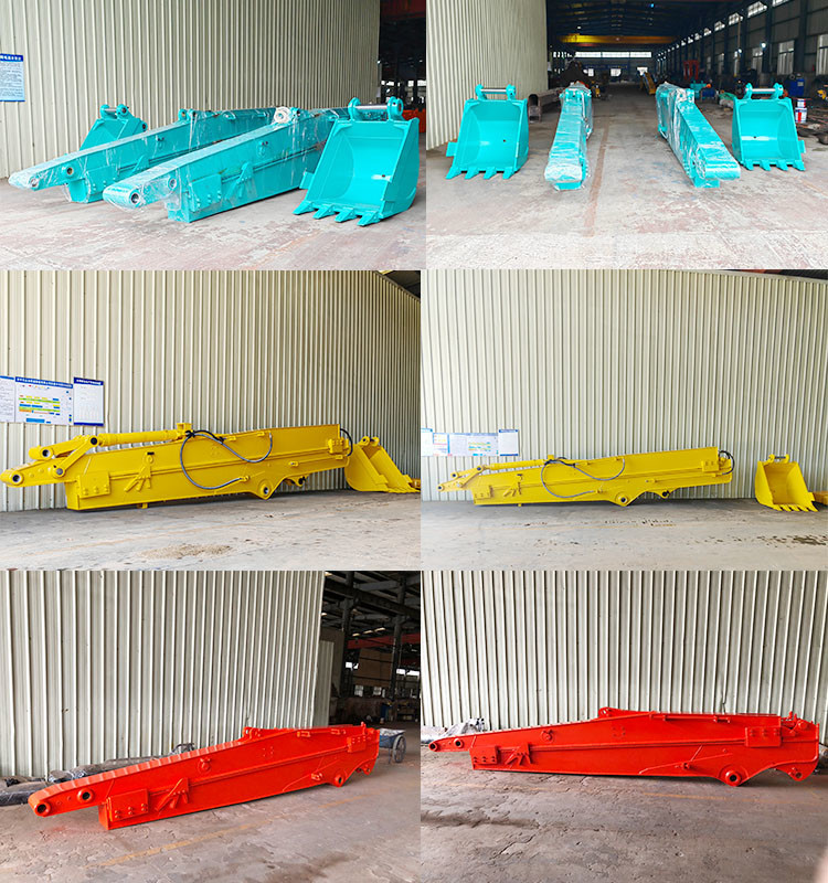 Telescopic Boom for Excavator with Standard Bucket Hitachi Komatsu Yellow Red