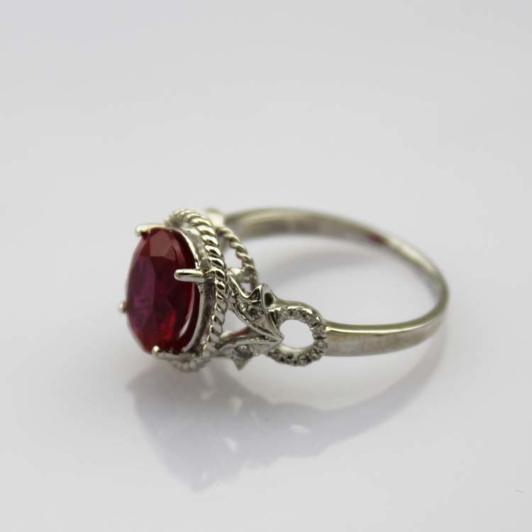 Gemstone Jewelry 8mmx10mm Ruby Cubic Zirconia 925 Silver Ring (R74)