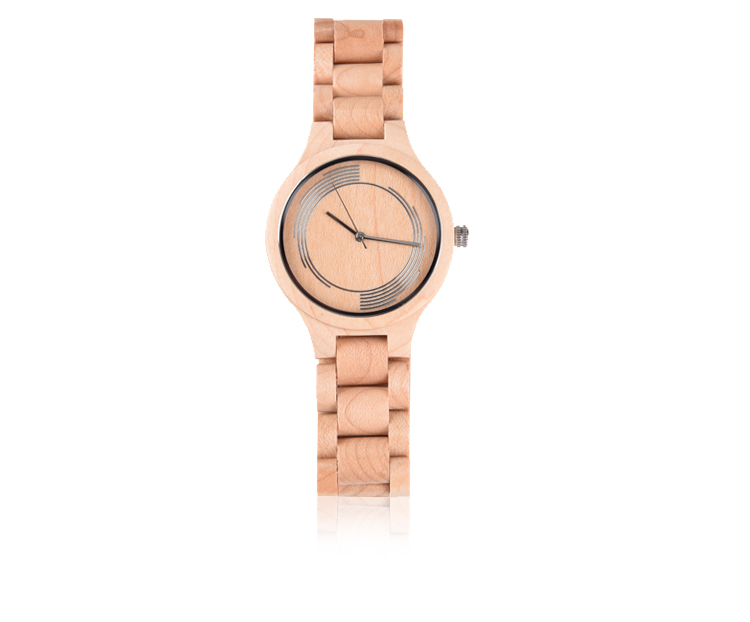 Japan Movement Maple Wooden Quartz Watch Water Resistant For Christmas Gifts