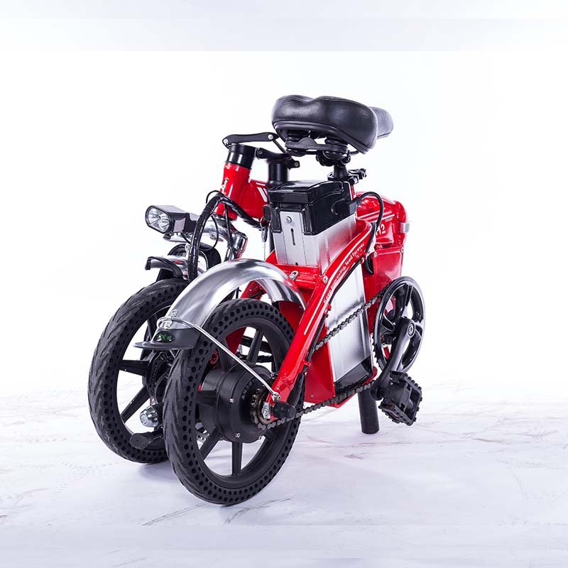 Red 14 Inch Portable Electric Bike , Mini Electric Touring Bike One Speed