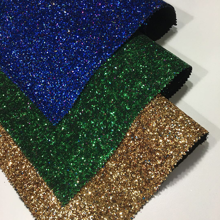 Eco Friendly Glitter Leather Fabric Elastic Long Durability Orderless No Harmful