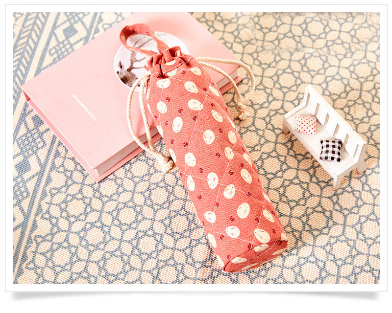 Drawstring Vintage Flower Printing Cotton Wine Bottle Sleeve