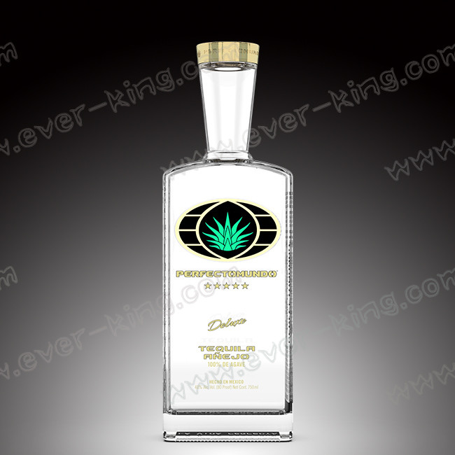 Transparent 750 ML Luxury Liquors Tequila Glass Bottle