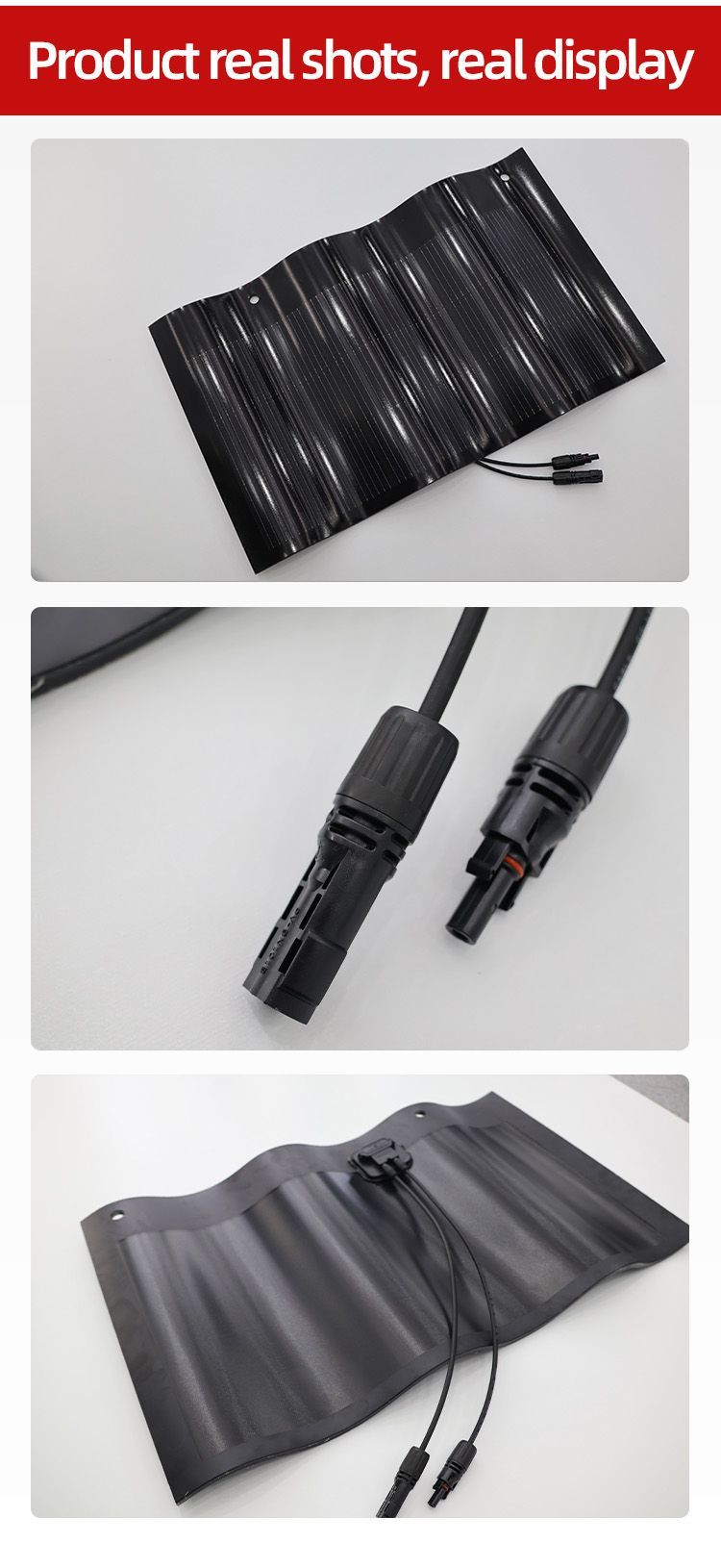 Bluesun Different Types of Solar Panels for Houses 50W Solar Panel Tile Double Glass Solar Tiles