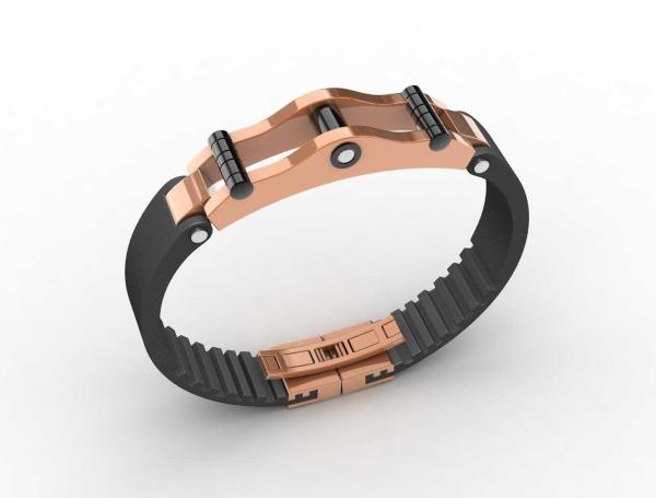 Top Quality Europe Fashion Stainless Steel Genuine Leather Silicone Bangle