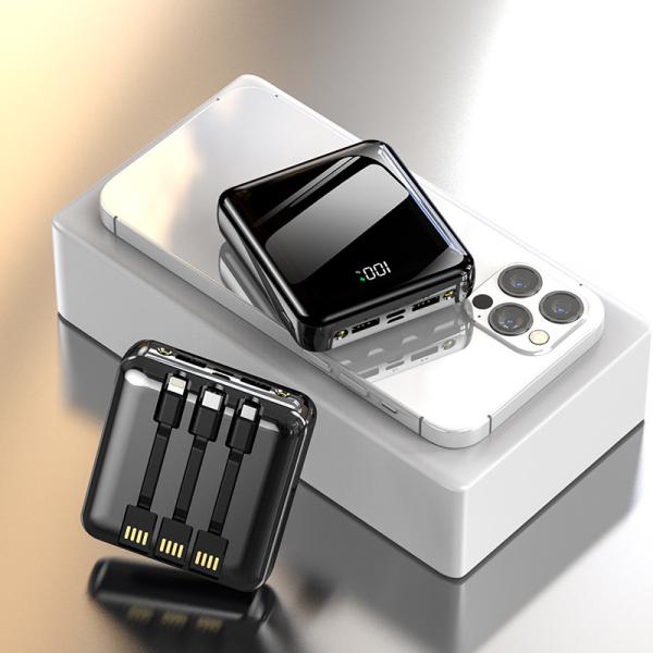 Casun Mini power bank 10000mAh portable fast charging powerbank with cable digital power display