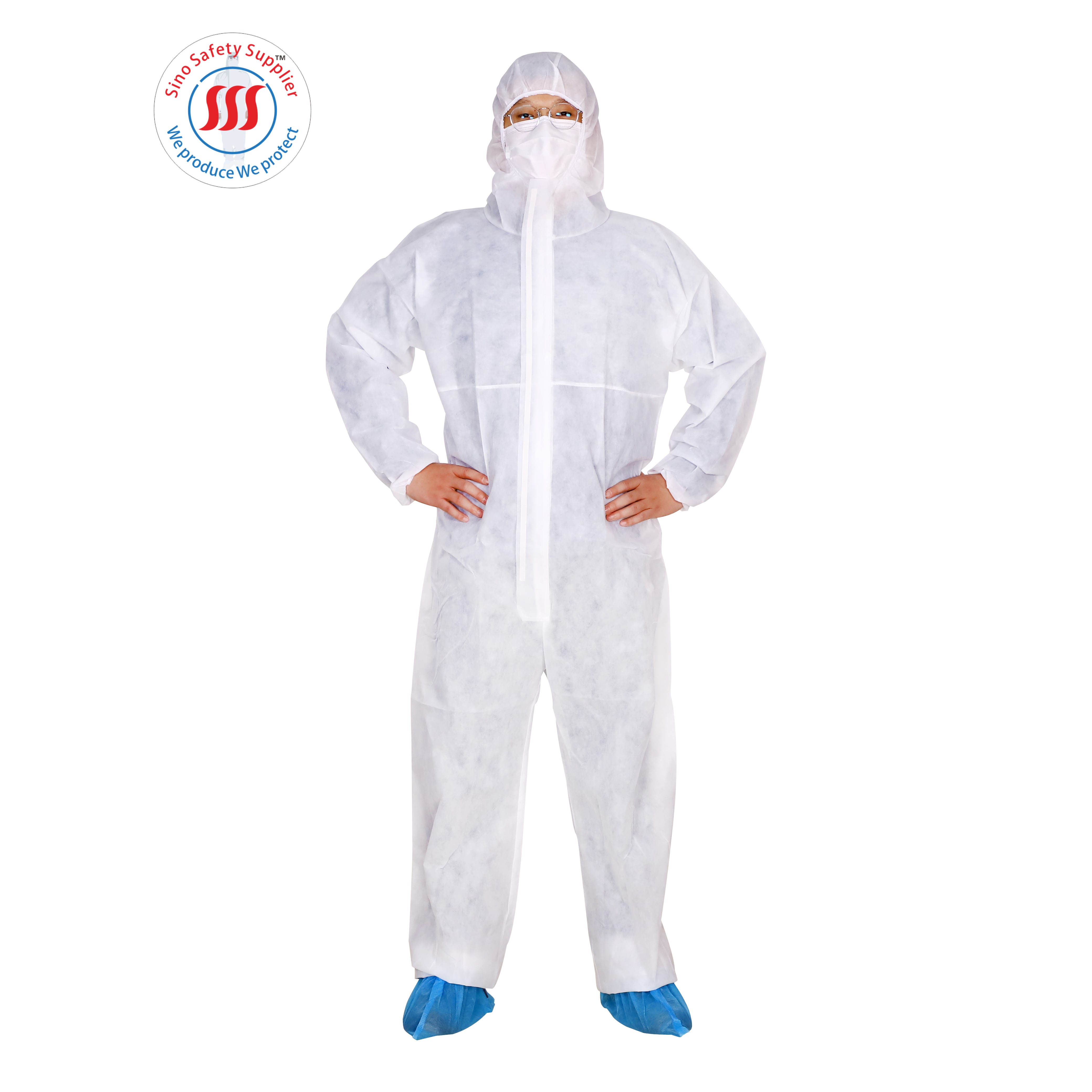 Uniform Non Woven Polypropylene Disposable Coverall One Piece With Hood