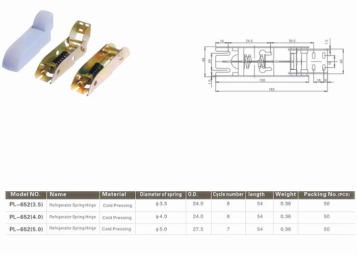 Brushed Chrome Plated Steel Frame Refrigerator Hinge With White ABS Cover