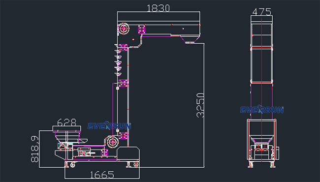 Carbon Steel / SS304 / 316 Z Type Elevator For Grain With 1.8 - 10L Bucket Volume
