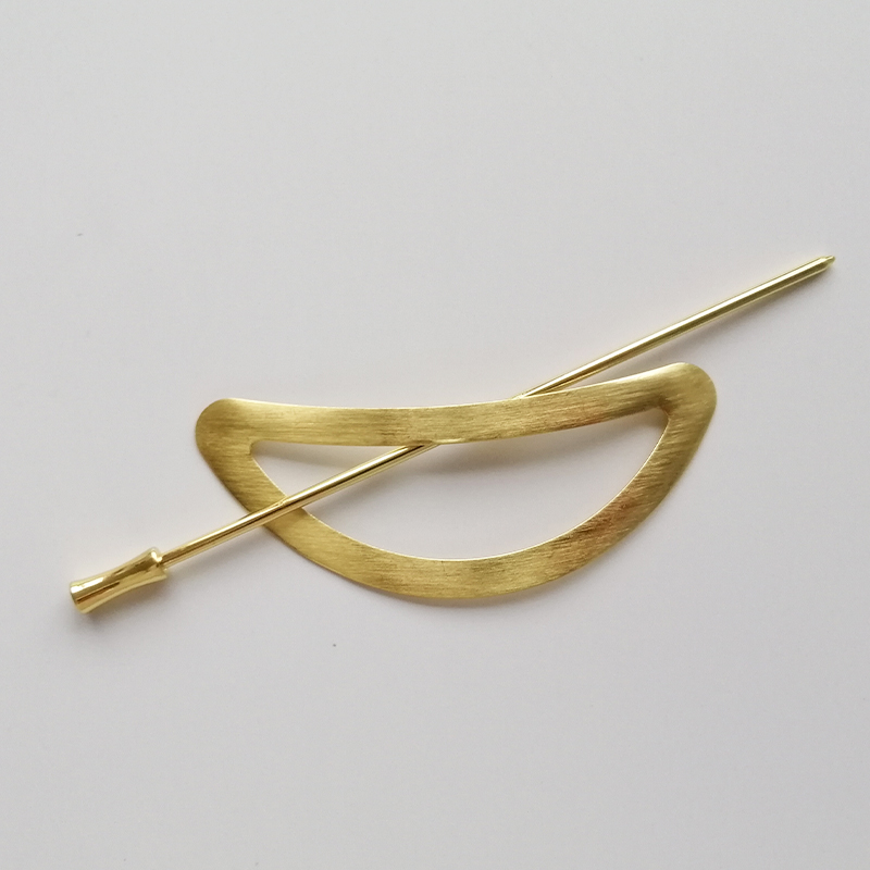 Steel Decorative Hair Sticks Fork Simple Gold Round Hollow Metal Large 9x3.5cm