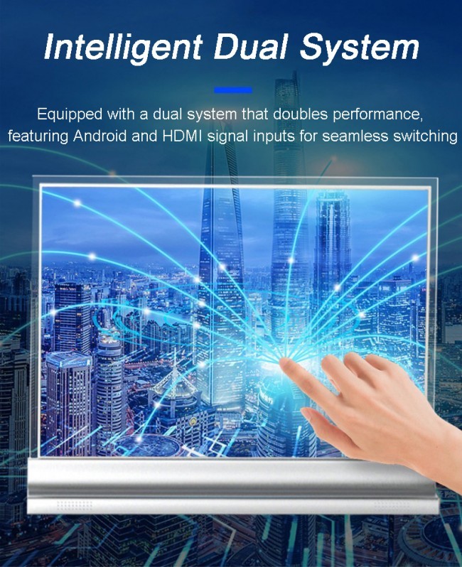 Commercial Intelligent Indoor Transparantcy OLED Advertising Display Player Vertical for Theaters Museum