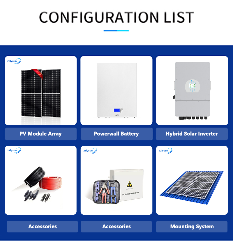 High efficiency complete set solar bracket ground mounting pv hybrid energy storage 7kw pv solar system